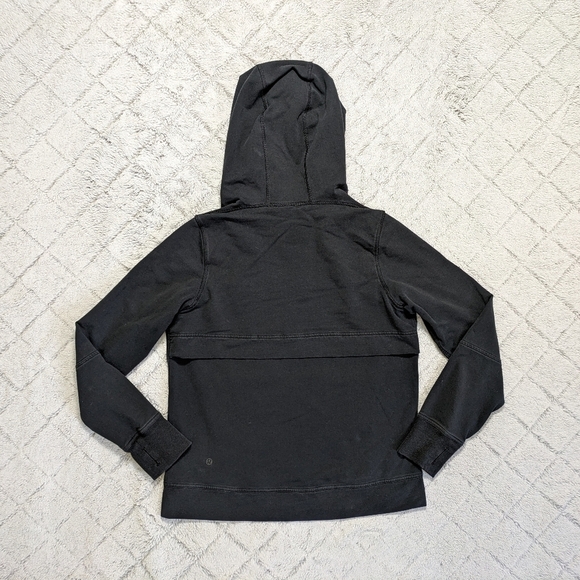 Lululemon Jacket Women's 6 Black Hood Full Zip Luon Back Vent Mesh Thumbholes - Picture 2 of 10